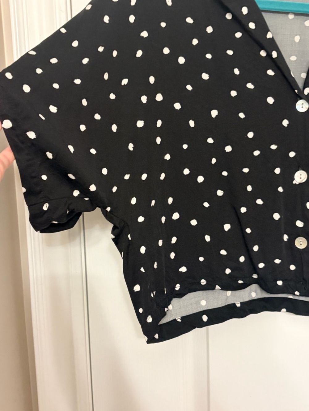 Bella Dahl Cropped Polka Dot Blouse, Sz Small